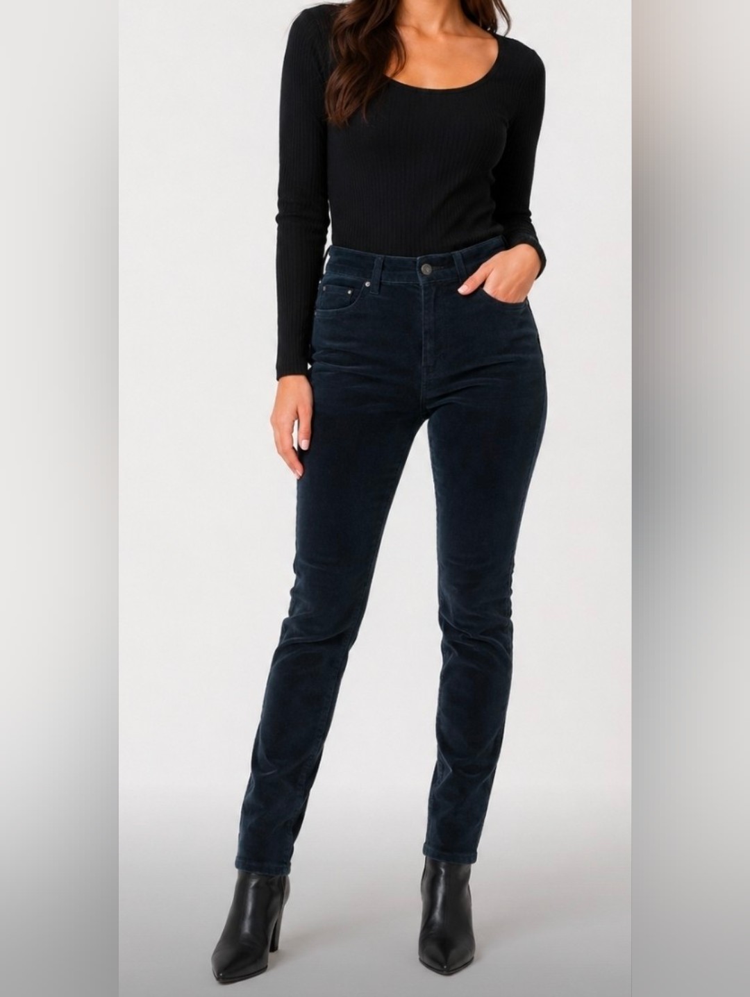 Club Monaco High-Rise Slim Corduroy Pants Size 4 Black
